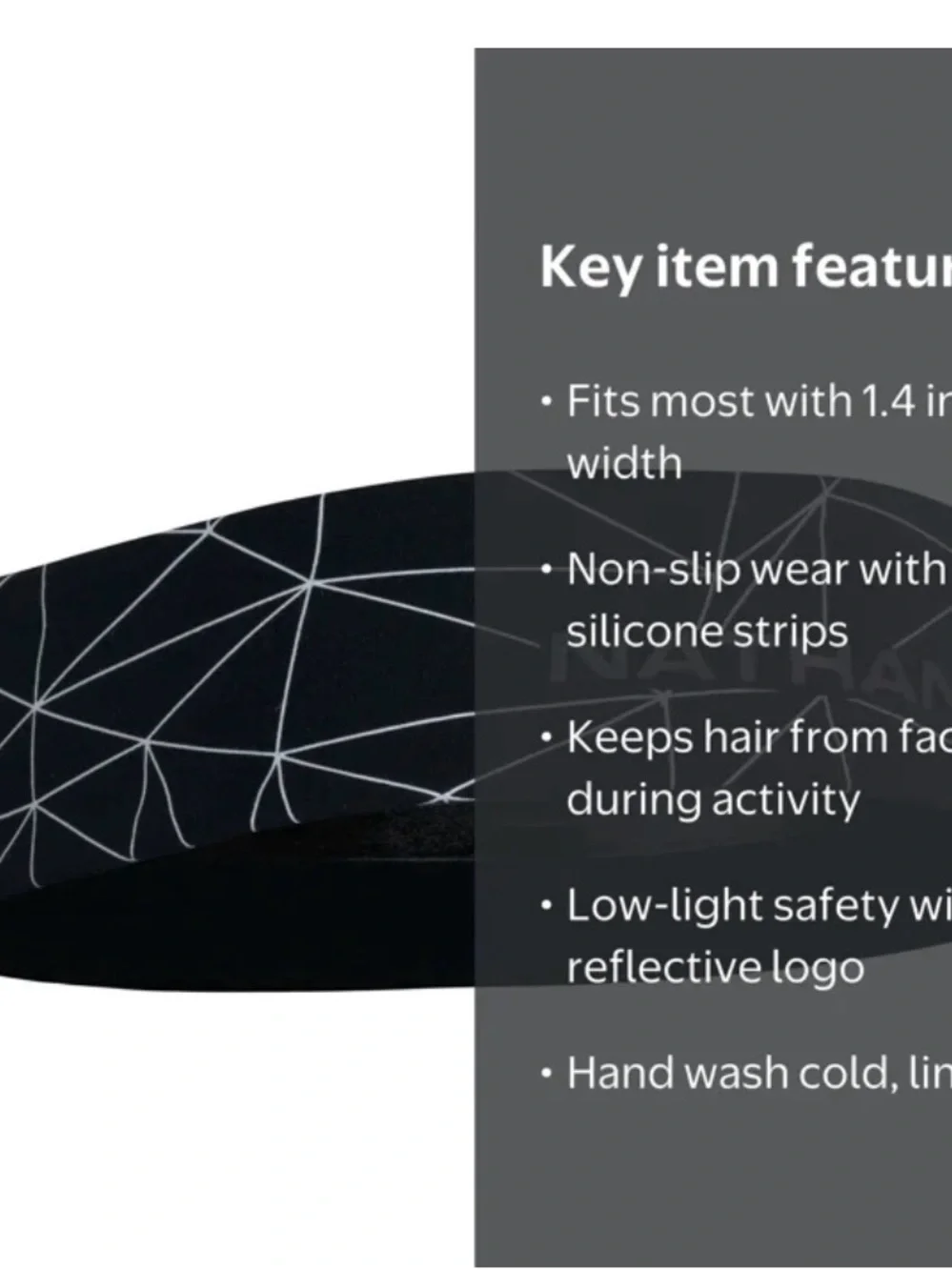 Black Geometric Reflective Performance Headband for Sports